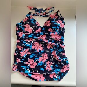 Pink and Blue Floral Swimsuit top